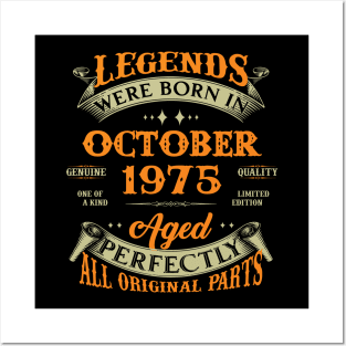 48th Birthday Gift Legends Born In October 1975 48 Years Old Posters and Art